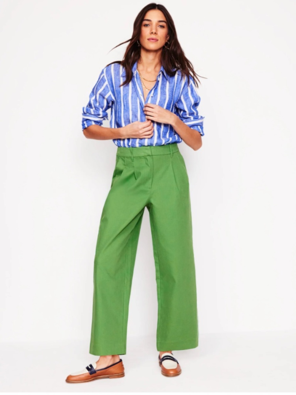 Boden Bloomsbury Cotton Pants Paradise Green Size 8